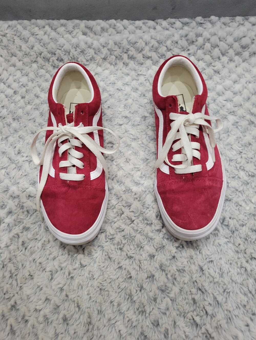 Van's Off The Wall Red Suede Low-Top Sneakers with White Stripe